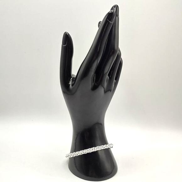 925 Sterling Silver Necklace Bracelet Set Braided 6mm Valentines Birthday Gift - Picture 8 of 10